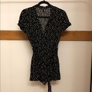 Women’s black and white polka dot romper